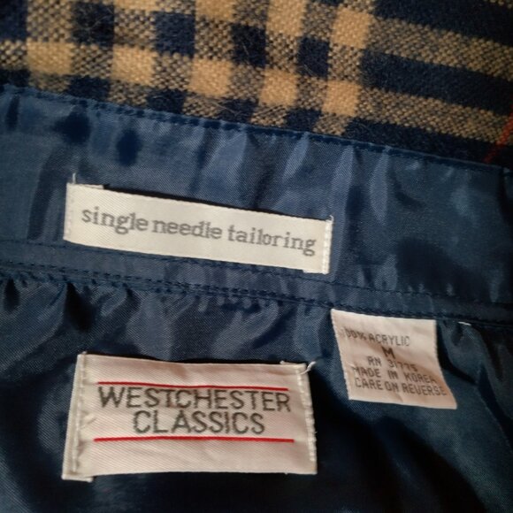 Westchester Classics Shirt Jacket Men Medium Blue Brown Plaid Work Grandpa - Picture 4 of 12